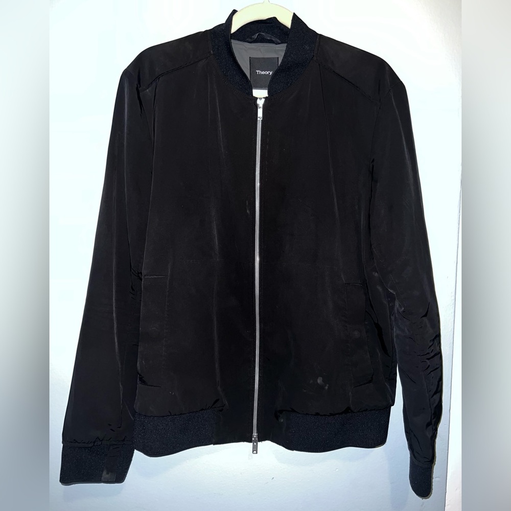 THEORY Brant Williston Black Polyester / Nylon Bomber Jacket - SIZE L